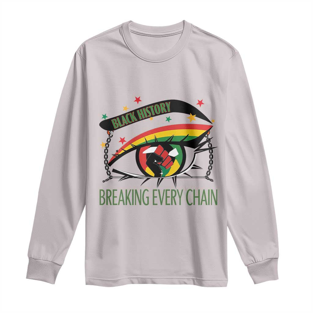 Breaking Every Chain Long Sleeve Shirt Black History Month Freedom Gift TS12 Ice Gray Print Your Wear