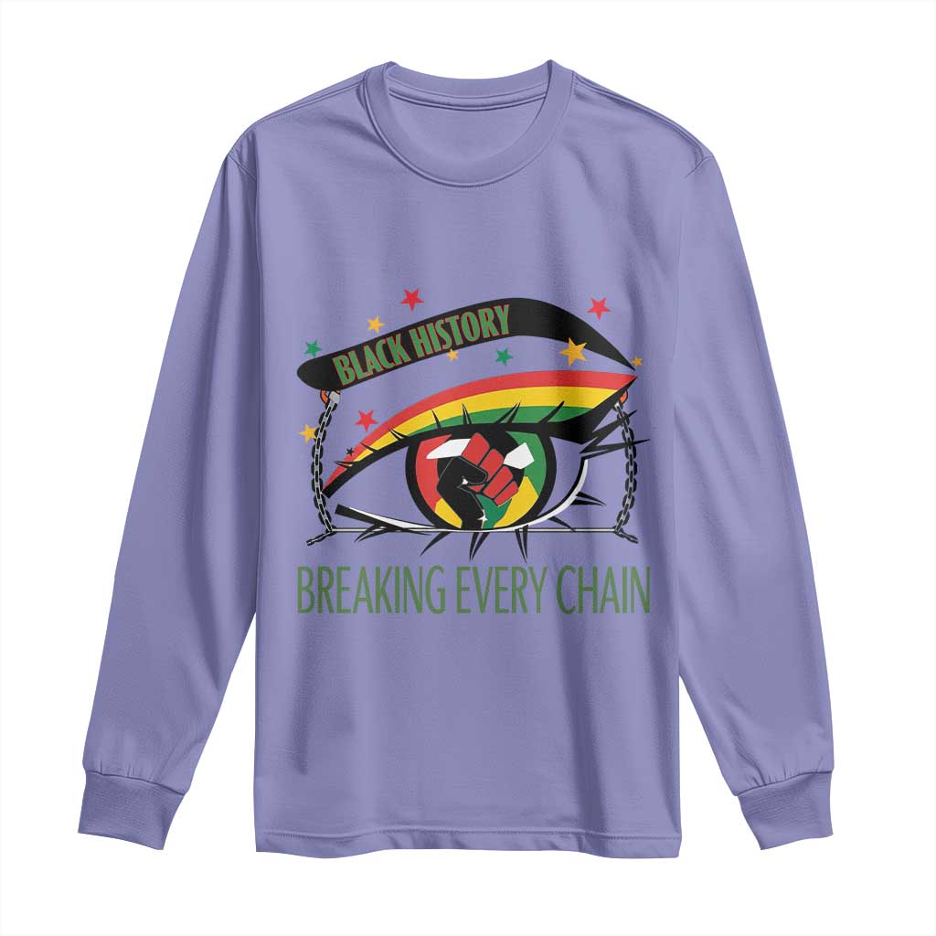 Breaking Every Chain Long Sleeve Shirt Black History Month Freedom Gift TS12 Violet Print Your Wear