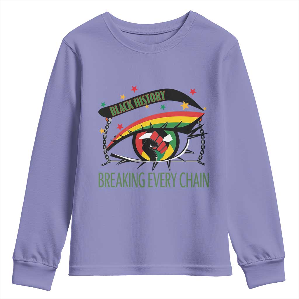 Breaking Every Chain Youth Sweatshirt Black History Month Freedom Gift TS12 Violet Print Your Wear