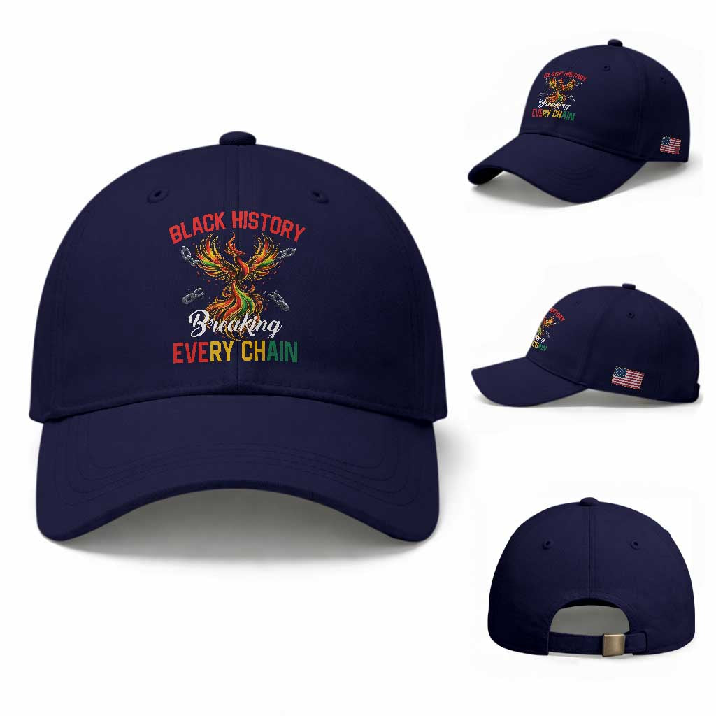 Phoenix Rising Breaking Every Chain Baseball Cap Black History Month Freedom Gift TS12 Baseball Cap Universal Fit Dark Blue Print Your Wear