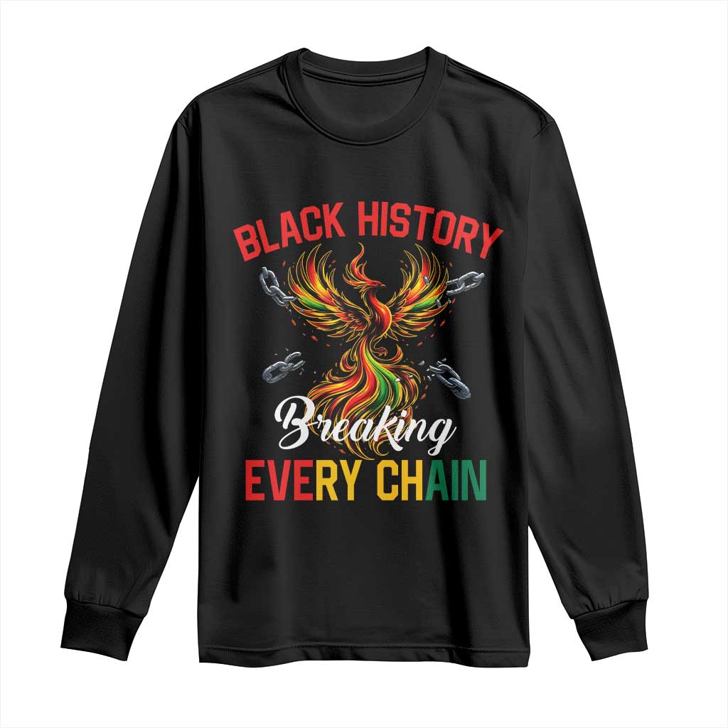 Phoenix Rising Breaking Every Chain Long Sleeve Shirt Black History Month Freedom Gift TS12 Black Print Your Wear