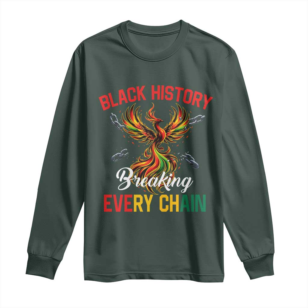 Phoenix Rising Breaking Every Chain Long Sleeve Shirt Black History Month Freedom Gift TS12 Dark Forest Green Print Your Wear