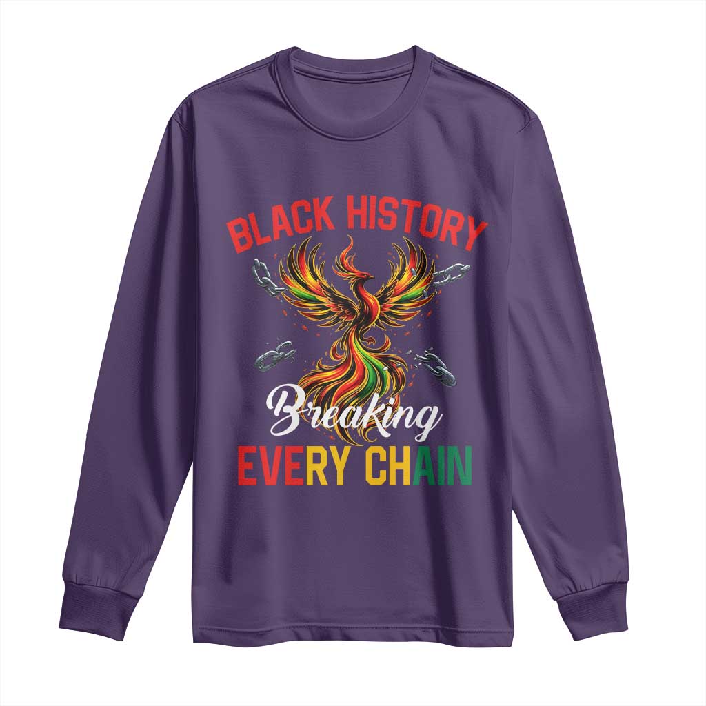Phoenix Rising Breaking Every Chain Long Sleeve Shirt Black History Month Freedom Gift TS12 Purple Print Your Wear