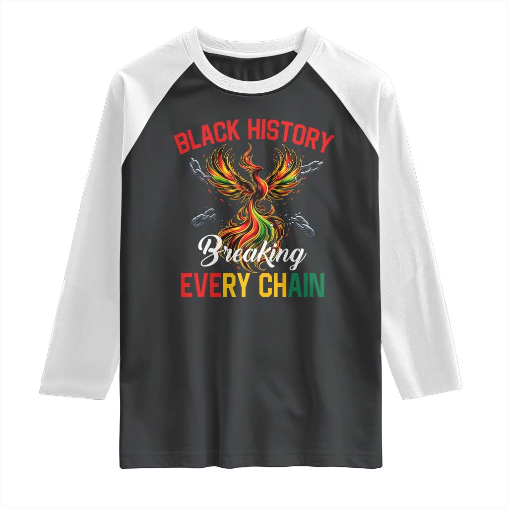 Phoenix Rising Breaking Every Chain Raglan Shirt Black History Month Freedom Gift TS12 Black White Print Your Wear