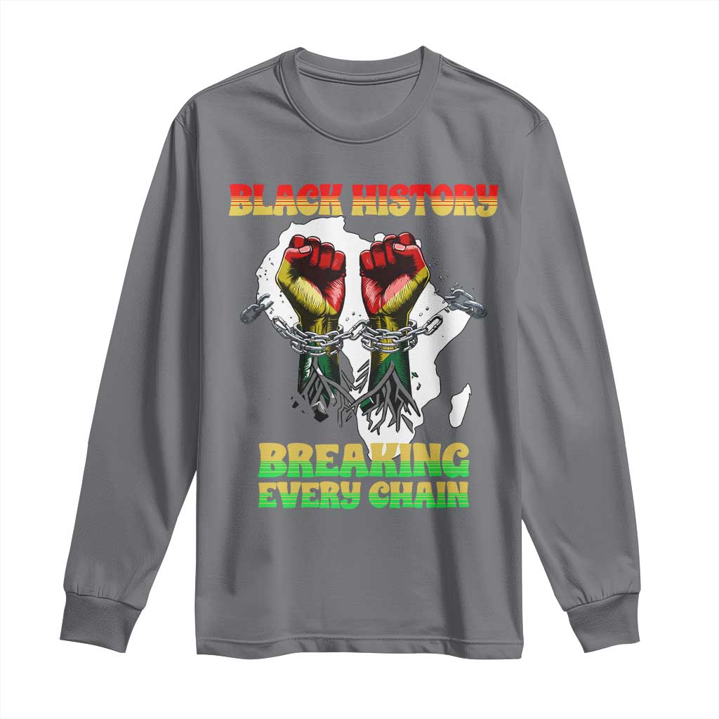 African American Civil Rights Gift Long Sleeve Shirt Breaking Every Chain TS12 Charcoal Print Your Wear