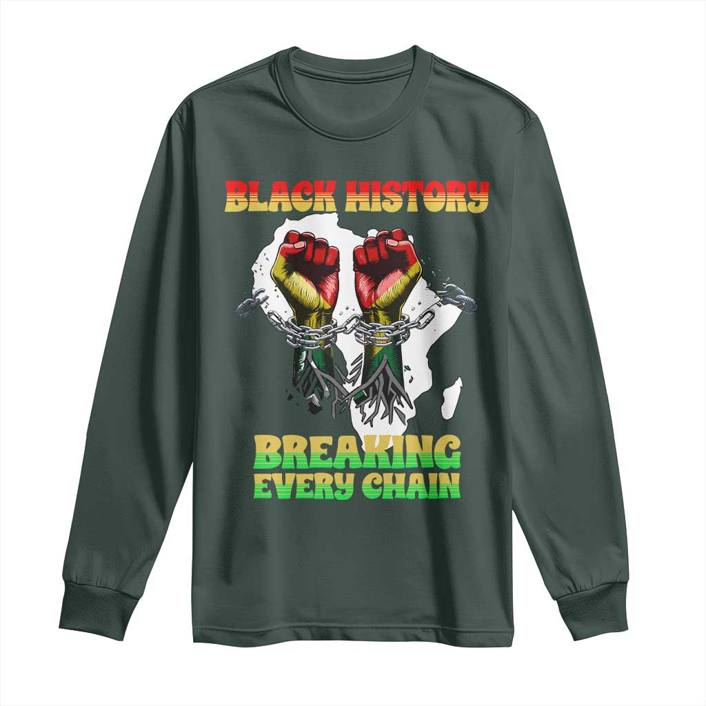 African American Civil Rights Gift Long Sleeve Shirt Breaking Every Chain TS12 Dark Forest Green Print Your Wear