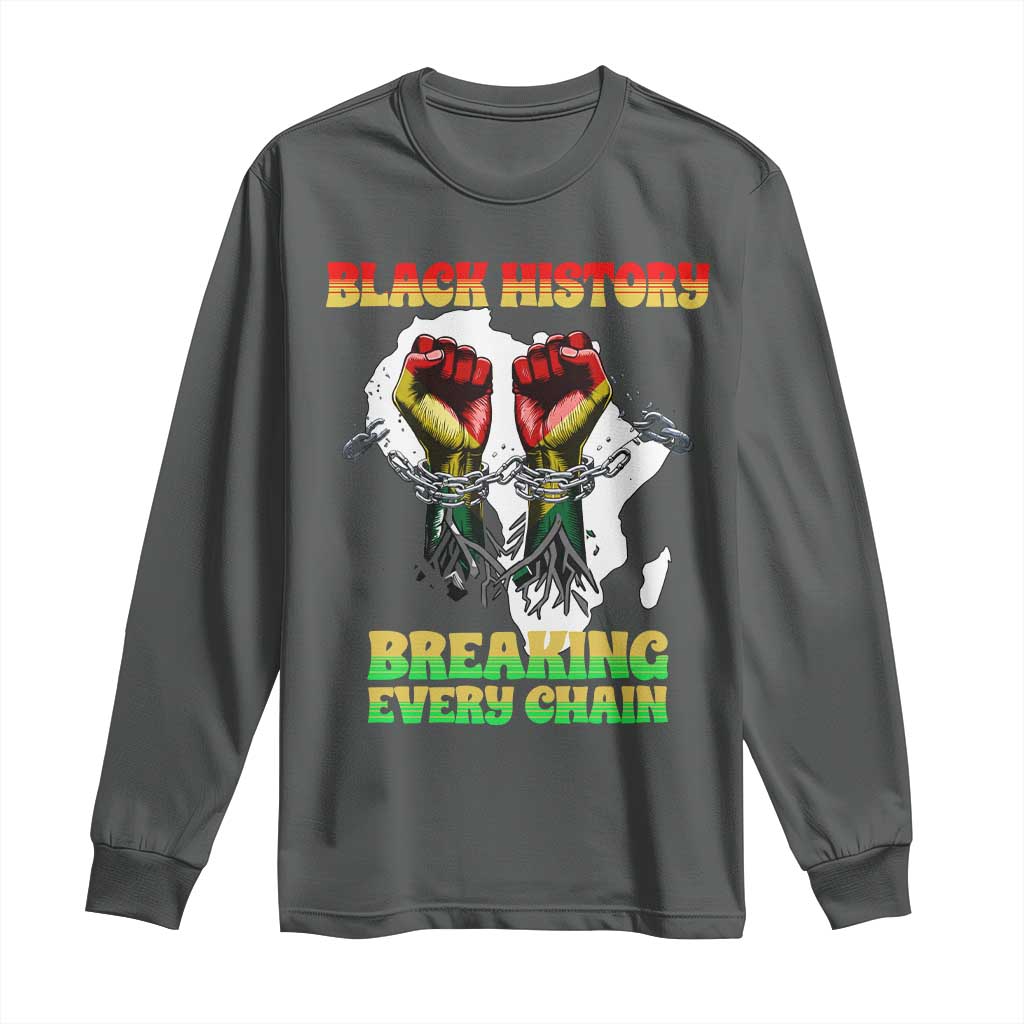 African American Civil Rights Gift Long Sleeve Shirt Breaking Every Chain TS12 Dark Heather Print Your Wear