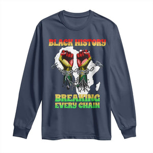 African American Civil Rights Gift Long Sleeve Shirt Breaking Every Chain TS12 Navy Print Your Wear