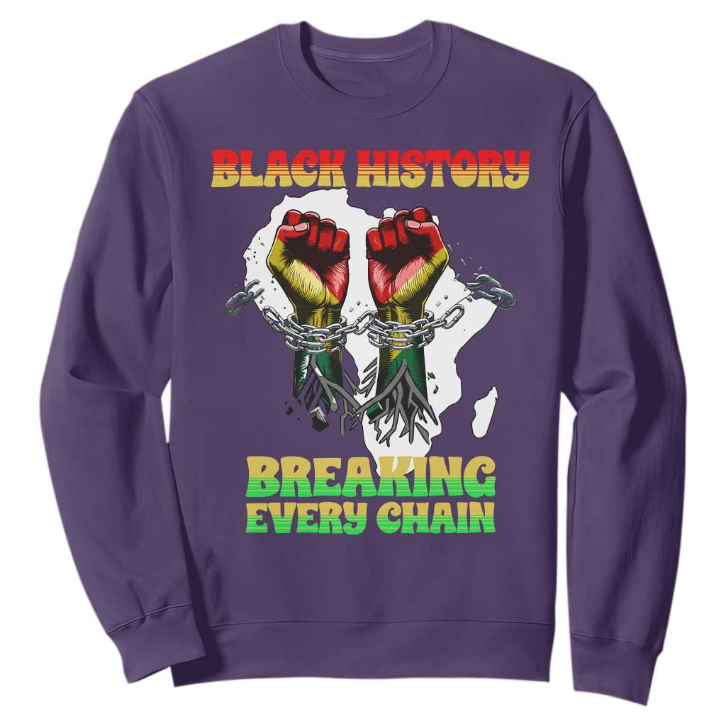African American Civil Rights Gift Sweatshirt Breaking Every Chain TS12 Purple Print Your Wear