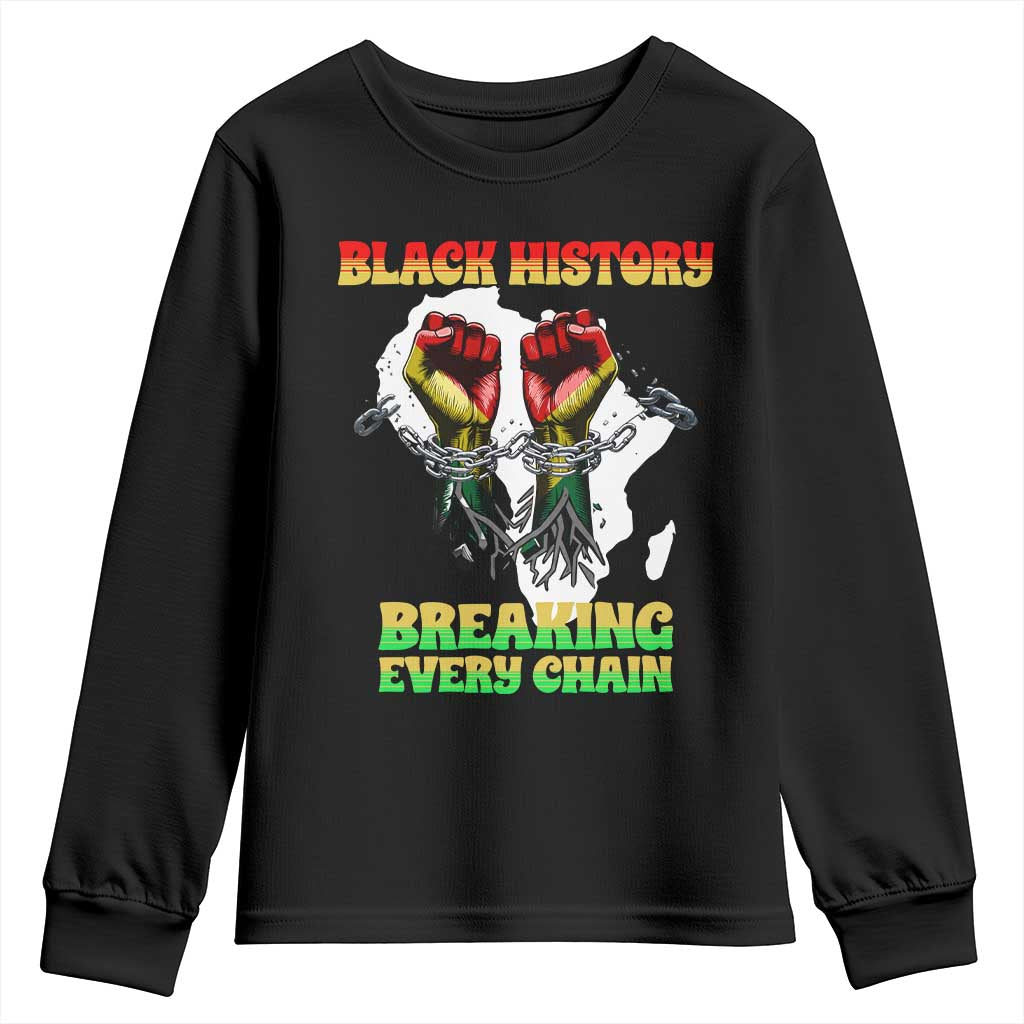 African American Civil Rights Gift Youth Sweatshirt Breaking Every Chain TS12 Black Print Your Wear