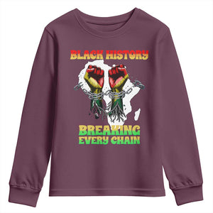 African American Civil Rights Gift Youth Sweatshirt Breaking Every Chain TS12 Maroon Print Your Wear