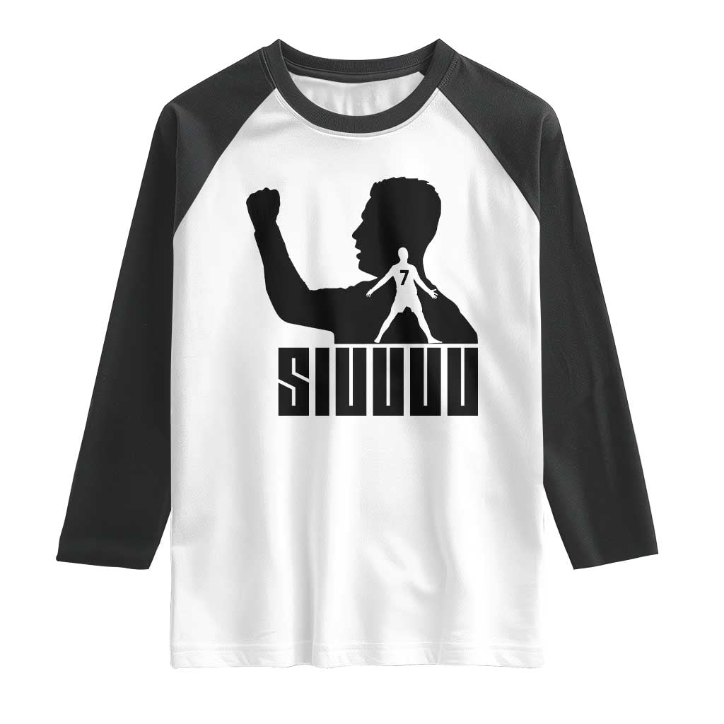 Siuuuu Number Seven Soccer Celebration Raglan Shirt Funny Sport Lovers Gift TS12 White Black Print Your Wear