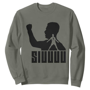 Siuuuu Number Seven Soccer Celebration Sweatshirt Funny Sport Lovers Gift TS12 Military Green Print Your Wear