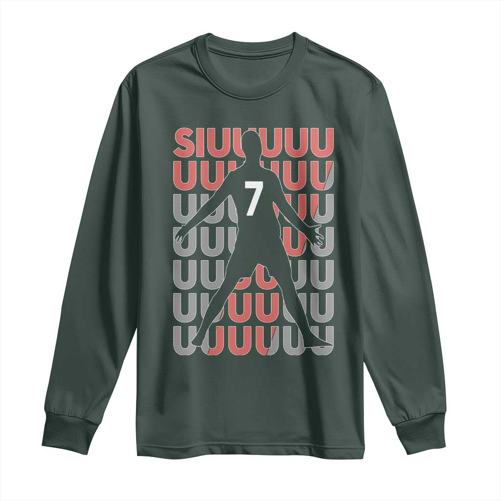 Siuuuu Soccer Celebration Long Sleeve Shirt Gift For Fans TS12 Dark Forest Green Print Your Wear