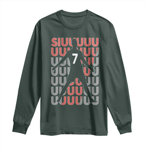 Siuuuu Soccer Celebration Long Sleeve Shirt Gift For Fans TS12 Dark Forest Green Print Your Wear