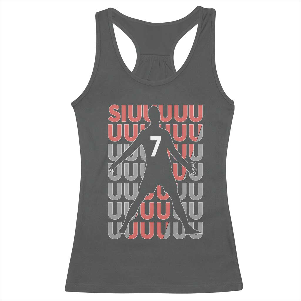 Siuuuu Soccer Celebration Racerback Tank Top Gift For Fans TS12 Dark Heather Print Your Wear