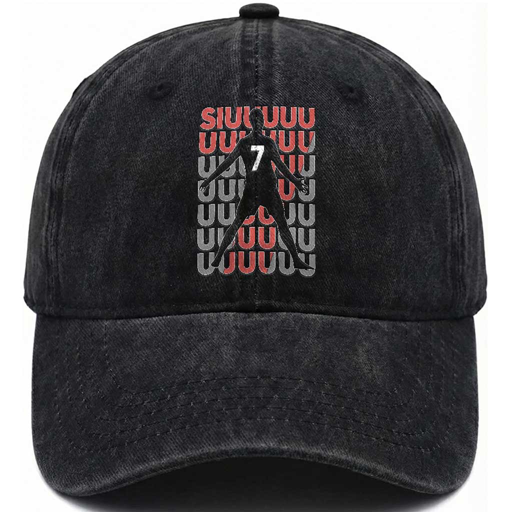 Siuuuu Soccer Celebration Washed Cotton Baseball Cap Gift For Fans TS12 Print Your Wear