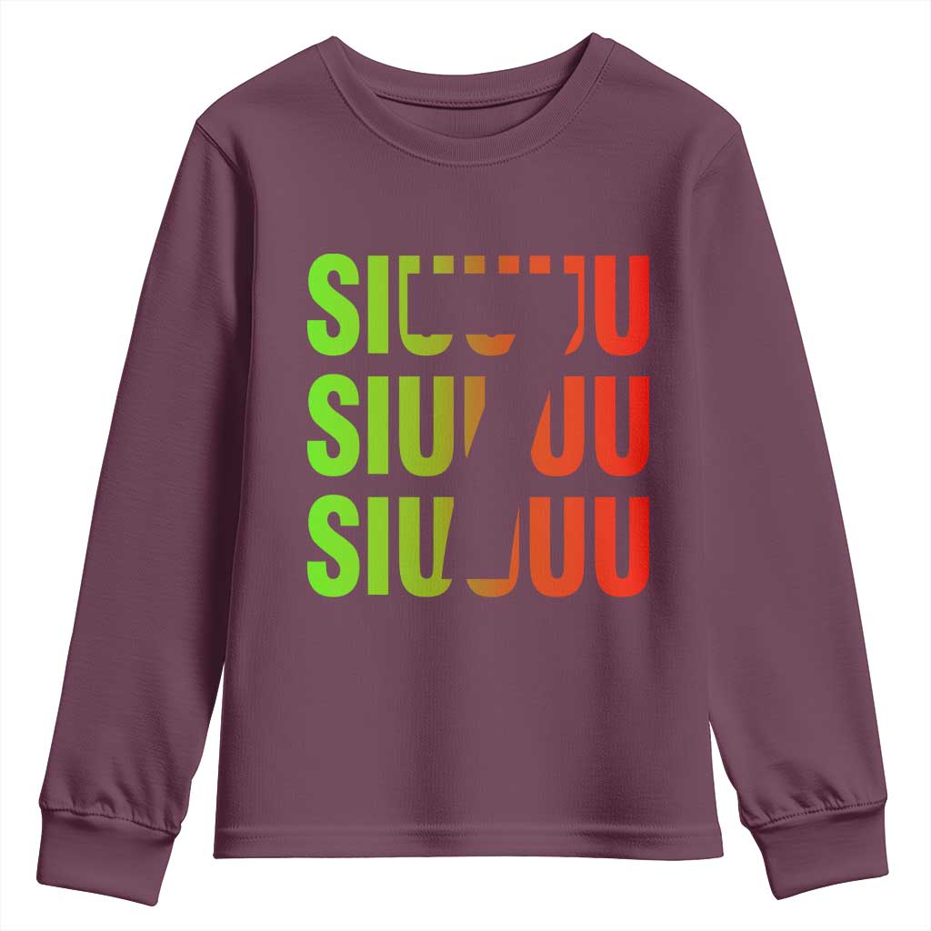 Siuuuu Soccer Celebration Youth Sweatshirt Gift For Soccer Lovers TS12 Maroon Print Your Wear