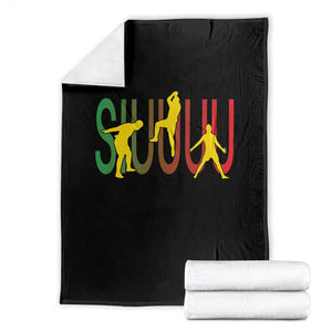 Funny Game Day Soccer Celebration Gift Throw Blanket Siuuuu TS12 Black Print Your Wear