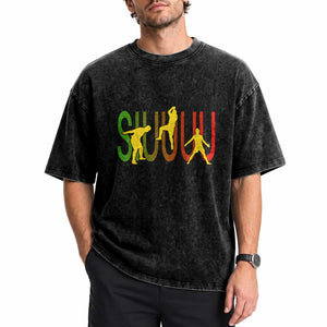 Funny Game Day Soccer Celebration Gift Washed Cotton T-Shirt Siuuuu