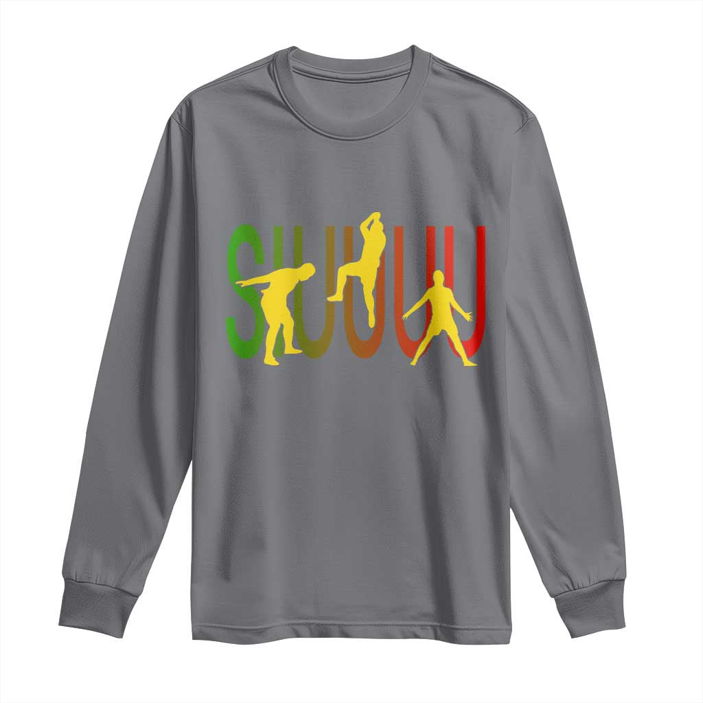 Funny Game Day Soccer Celebration Gift Long Sleeve Shirt Siuuuu TS12 Charcoal Print Your Wear
