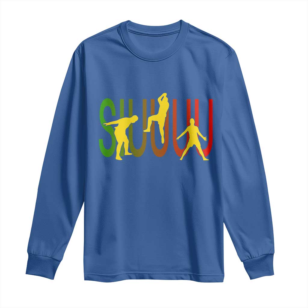 Funny Game Day Soccer Celebration Gift Long Sleeve Shirt Siuuuu TS12 Royal Blue Print Your Wear