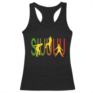 Funny Game Day Soccer Celebration Gift Racerback Tank Top Siuuuu TS12 Black Print Your Wear