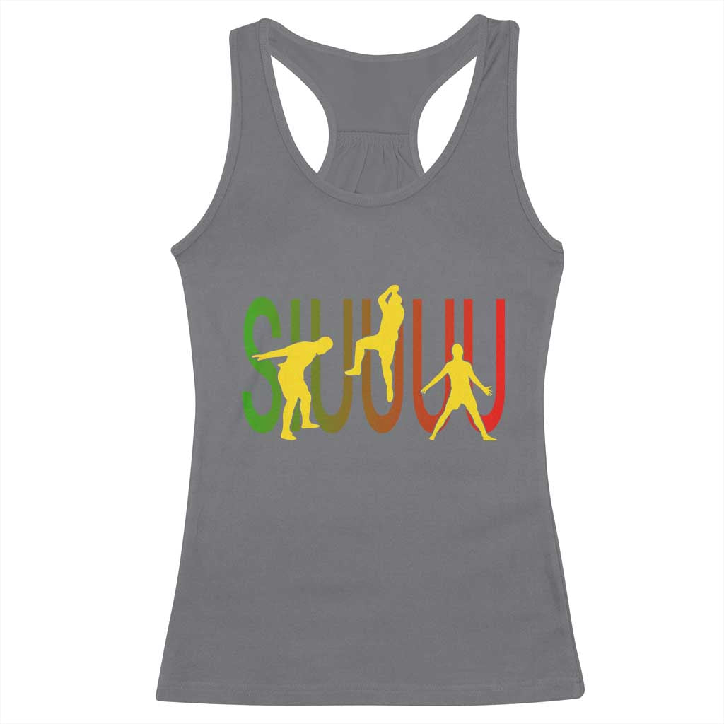 Funny Game Day Soccer Celebration Gift Racerback Tank Top Siuuuu TS12 Charcoal Print Your Wear