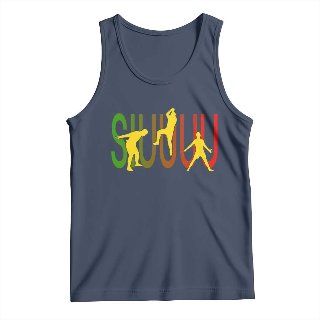 Funny Game Day Soccer Celebration Gift Tank Top Siuuuu TS12 Navy Print Your Wear