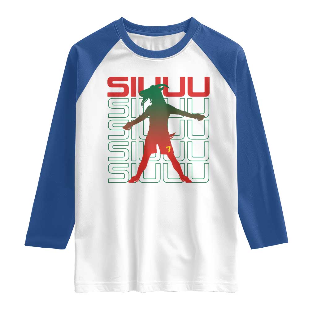 Funny Siuuuu Raglan Shirt Iconic Goal Shout Soccer Lover Gift TS12 White Royal Print Your Wear