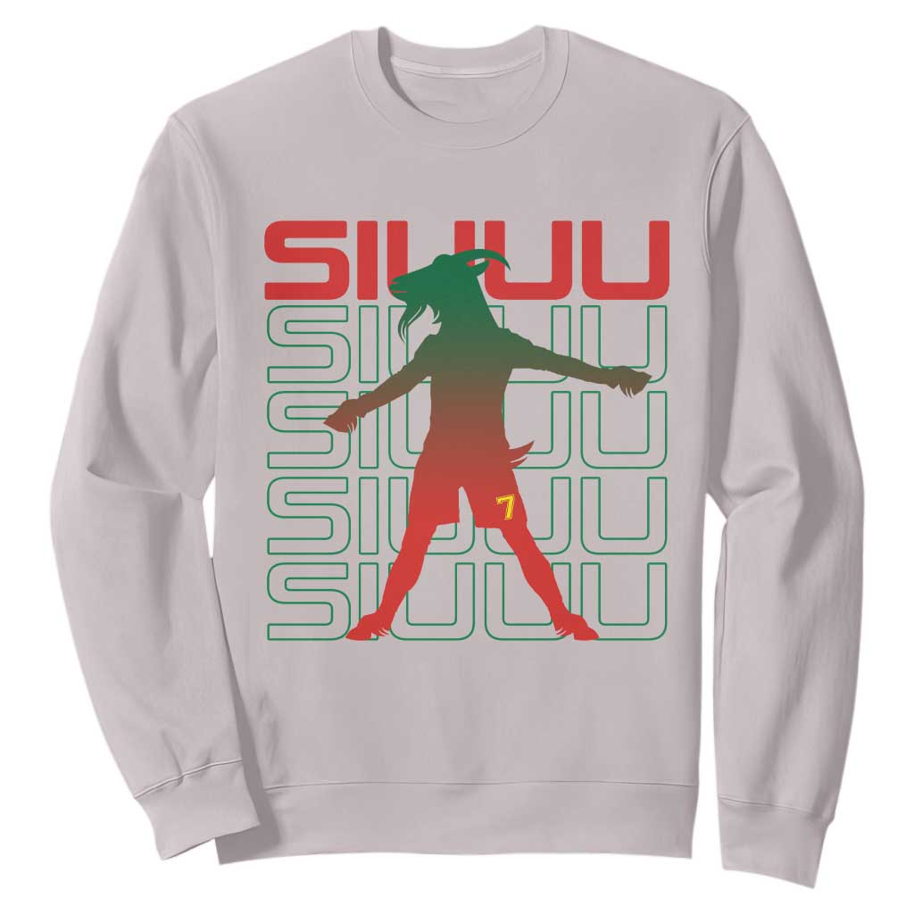 Funny Siuuuu Sweatshirt Iconic Goal Shout Soccer Lover Gift TS12 Ice Gray Print Your Wear