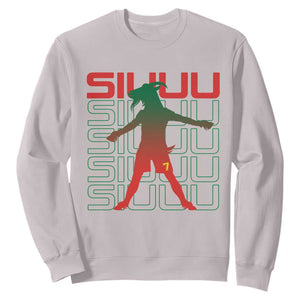 Funny Siuuuu Sweatshirt Iconic Goal Shout Soccer Lover Gift TS12 Ice Gray Print Your Wear