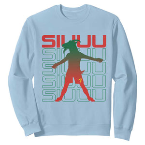 Funny Siuuuu Sweatshirt Iconic Goal Shout Soccer Lover Gift TS12 Light Blue Print Your Wear