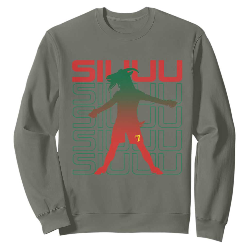 Funny Siuuuu Sweatshirt Iconic Goal Shout Soccer Lover Gift TS12 Military Green Print Your Wear
