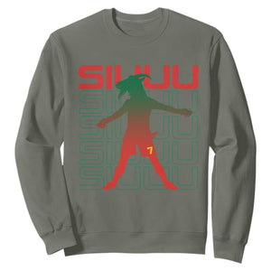 Funny Siuuuu Sweatshirt Iconic Goal Shout Soccer Lover Gift TS12 Military Green Print Your Wear