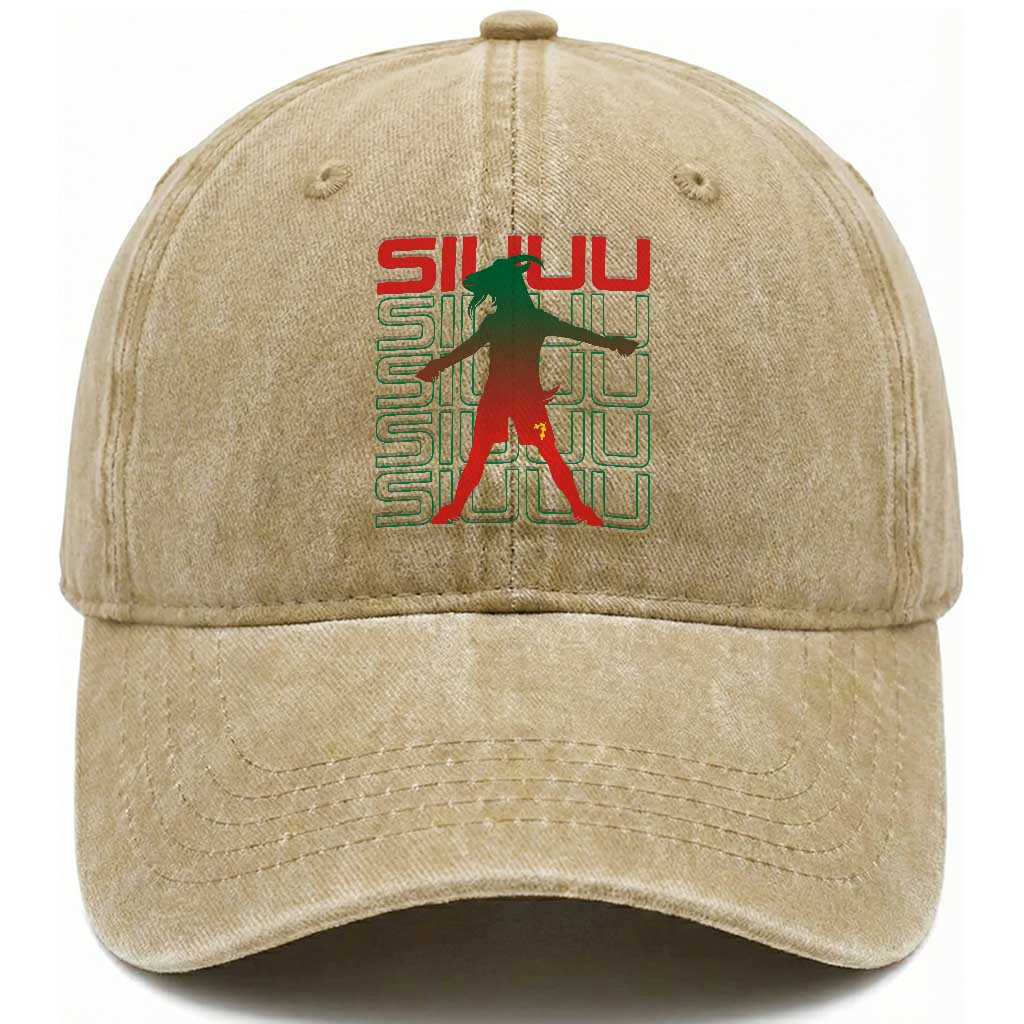 Funny Siuuuu Washed Cotton Baseball Cap Iconic Goal Shout Soccer Lover Gift TS12 Print Your Wear