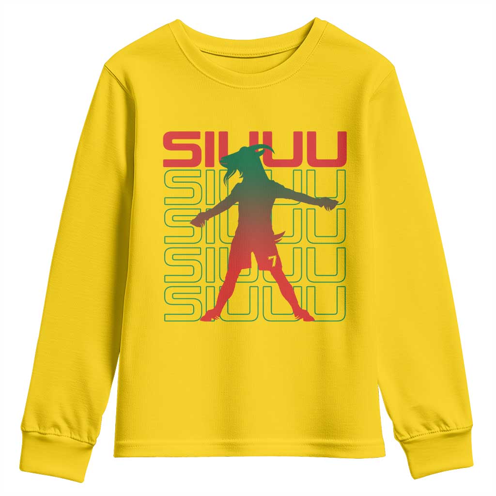 Funny Siuuuu Youth Sweatshirt Iconic Goal Shout Soccer Lover Gift TS12 Daisy Print Your Wear