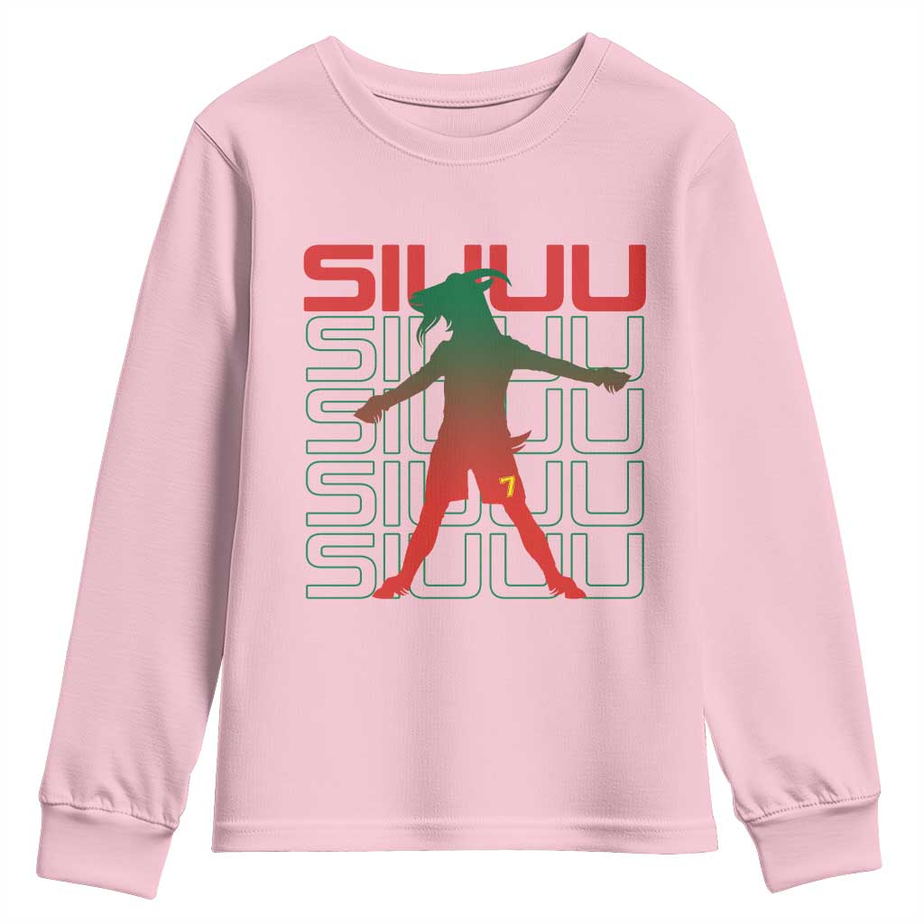 Funny Siuuuu Youth Sweatshirt Iconic Goal Shout Soccer Lover Gift TS12 Light Pink Print Your Wear