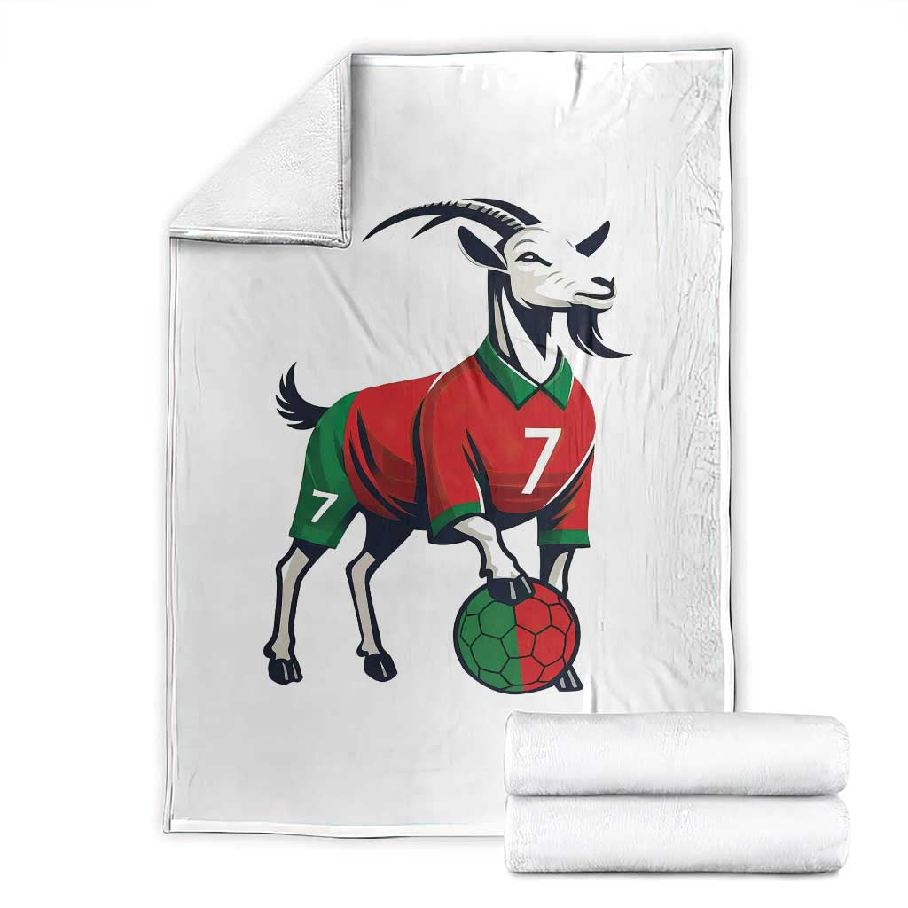 Number Seven Soccer GOAT Siuuuu Celebration Throw Blanket TS12 White Print Your Wear