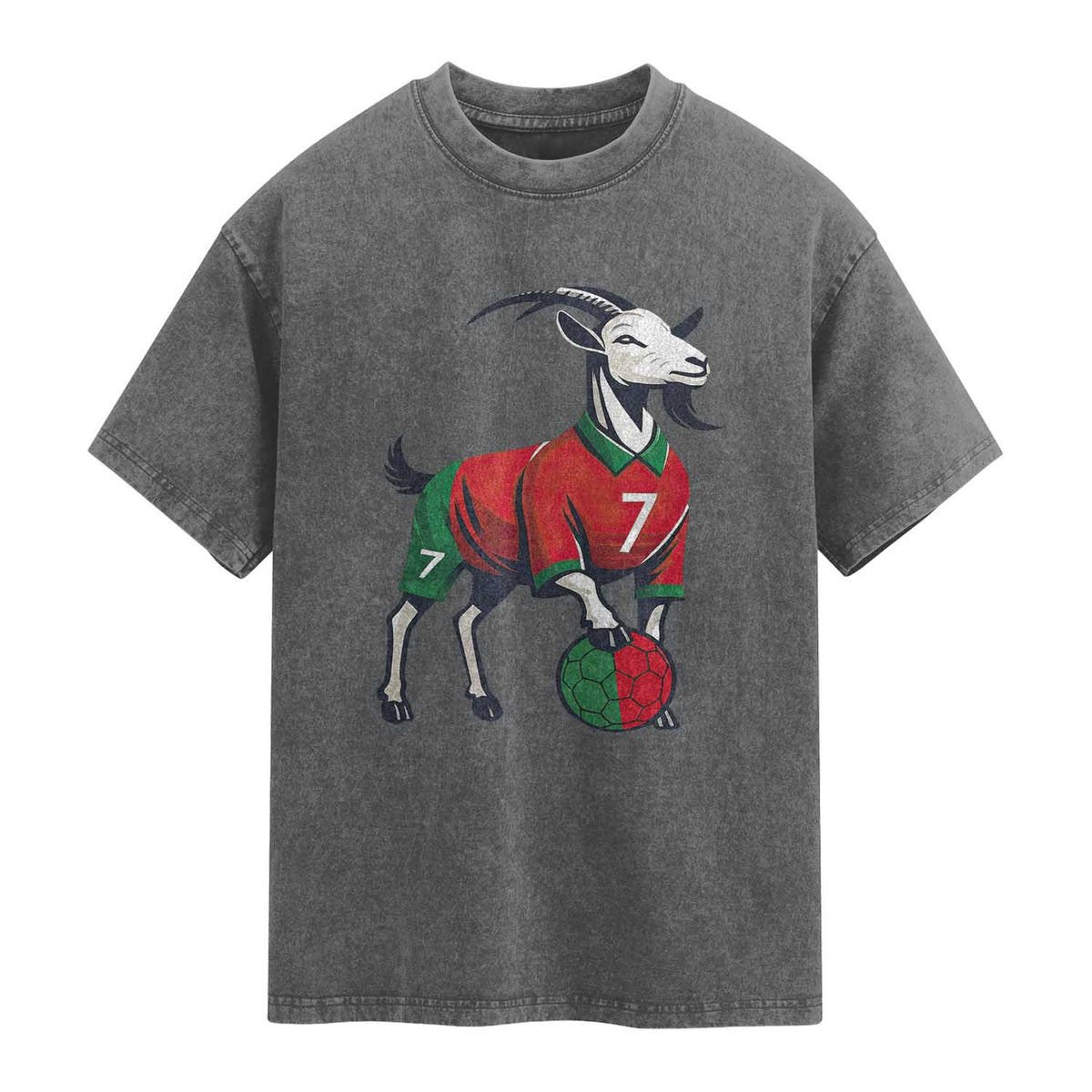 Number Seven Soccer GOAT Siuuuu Celebration Washed Cotton T-Shirt