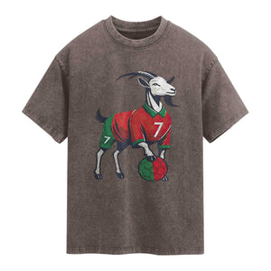 Number Seven Soccer GOAT Siuuuu Celebration Washed Cotton T-Shirt