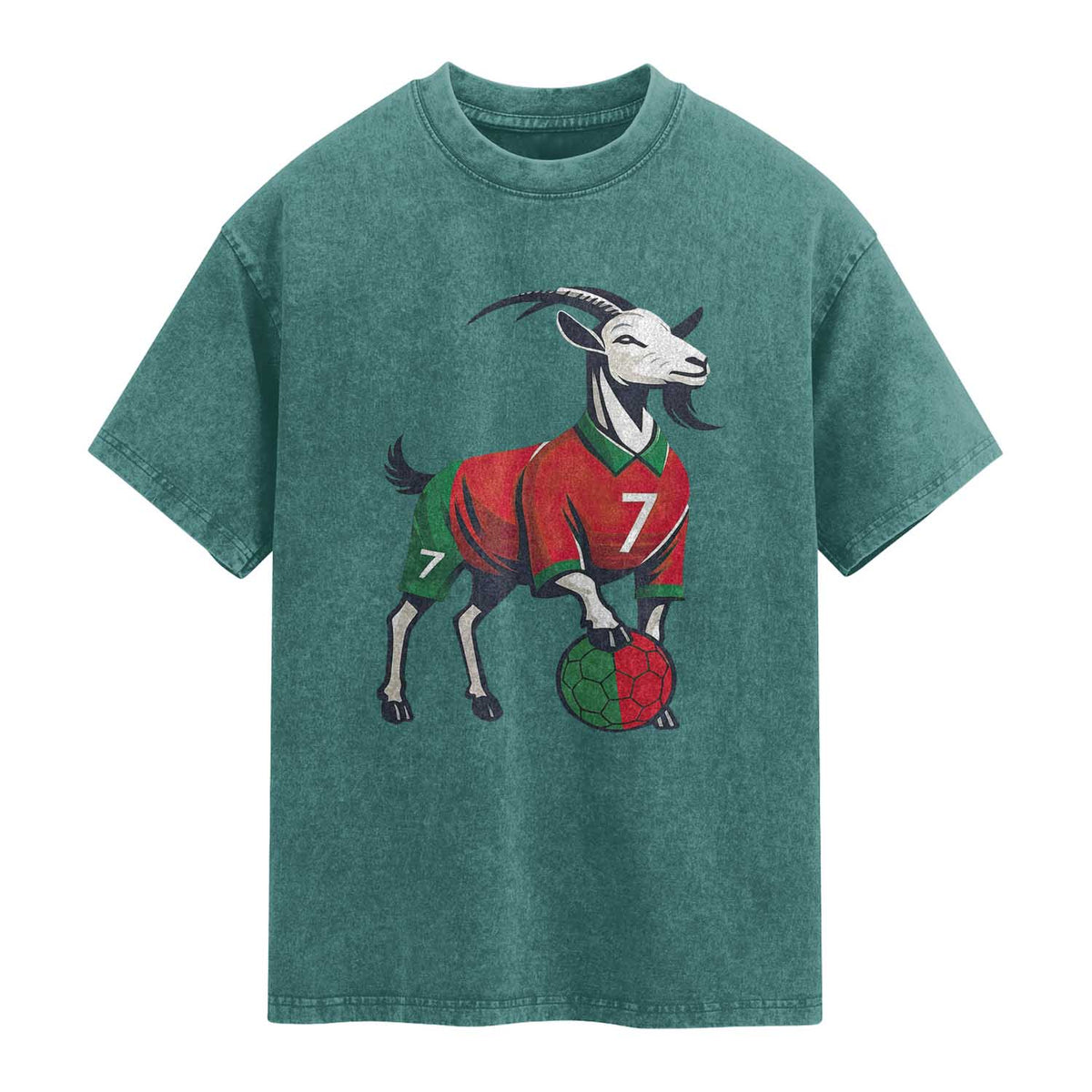 Number Seven Soccer GOAT Siuuuu Celebration Washed Cotton T-Shirt
