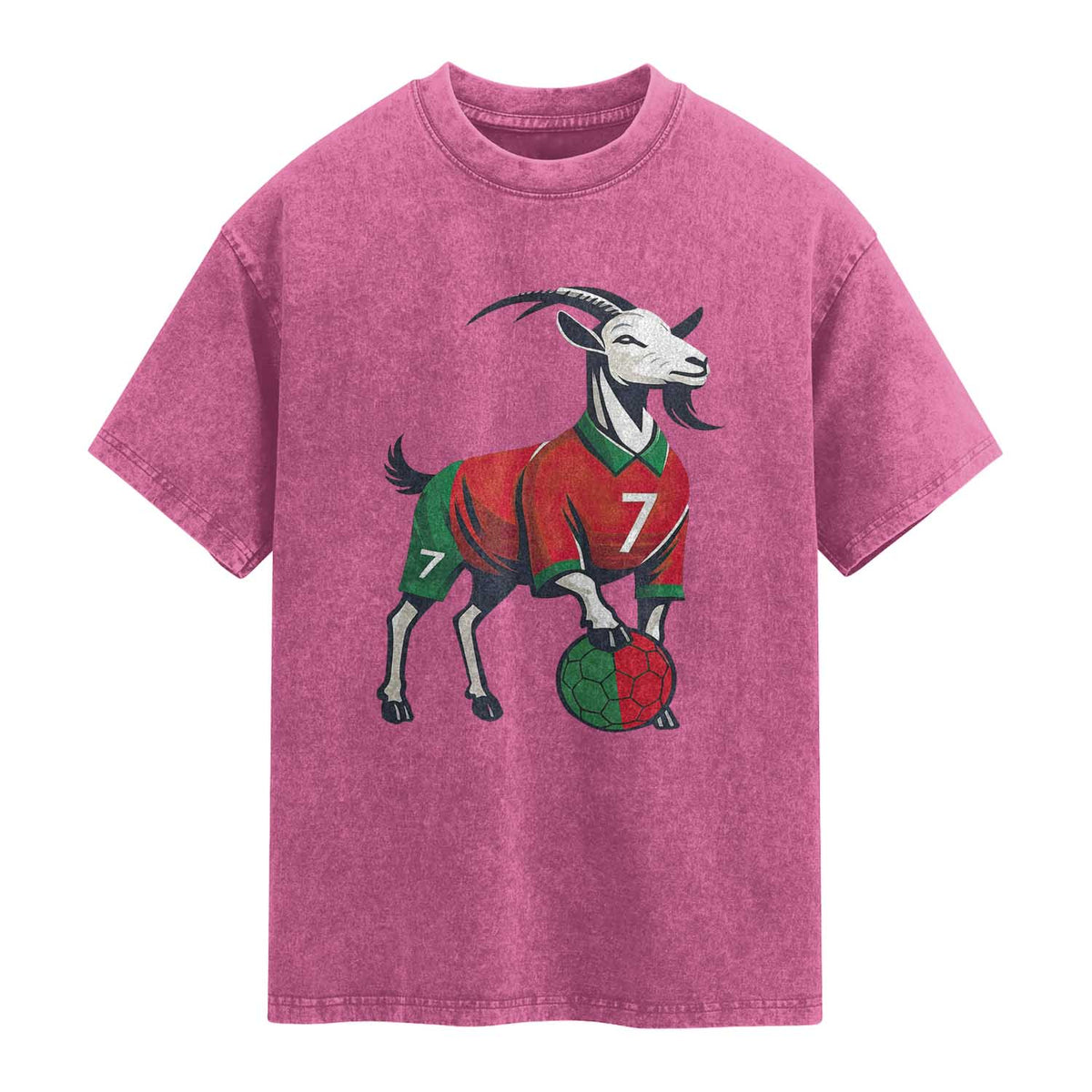 Number Seven Soccer GOAT Siuuuu Celebration Washed Cotton T-Shirt