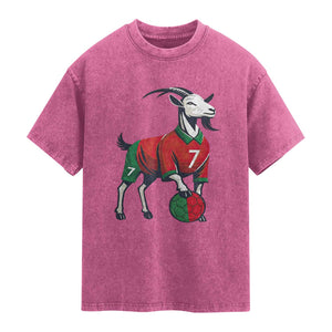 Number Seven Soccer GOAT Siuuuu Celebration Washed Cotton T-Shirt