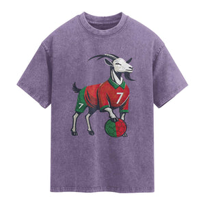 Number Seven Soccer GOAT Siuuuu Celebration Washed Cotton T-Shirt