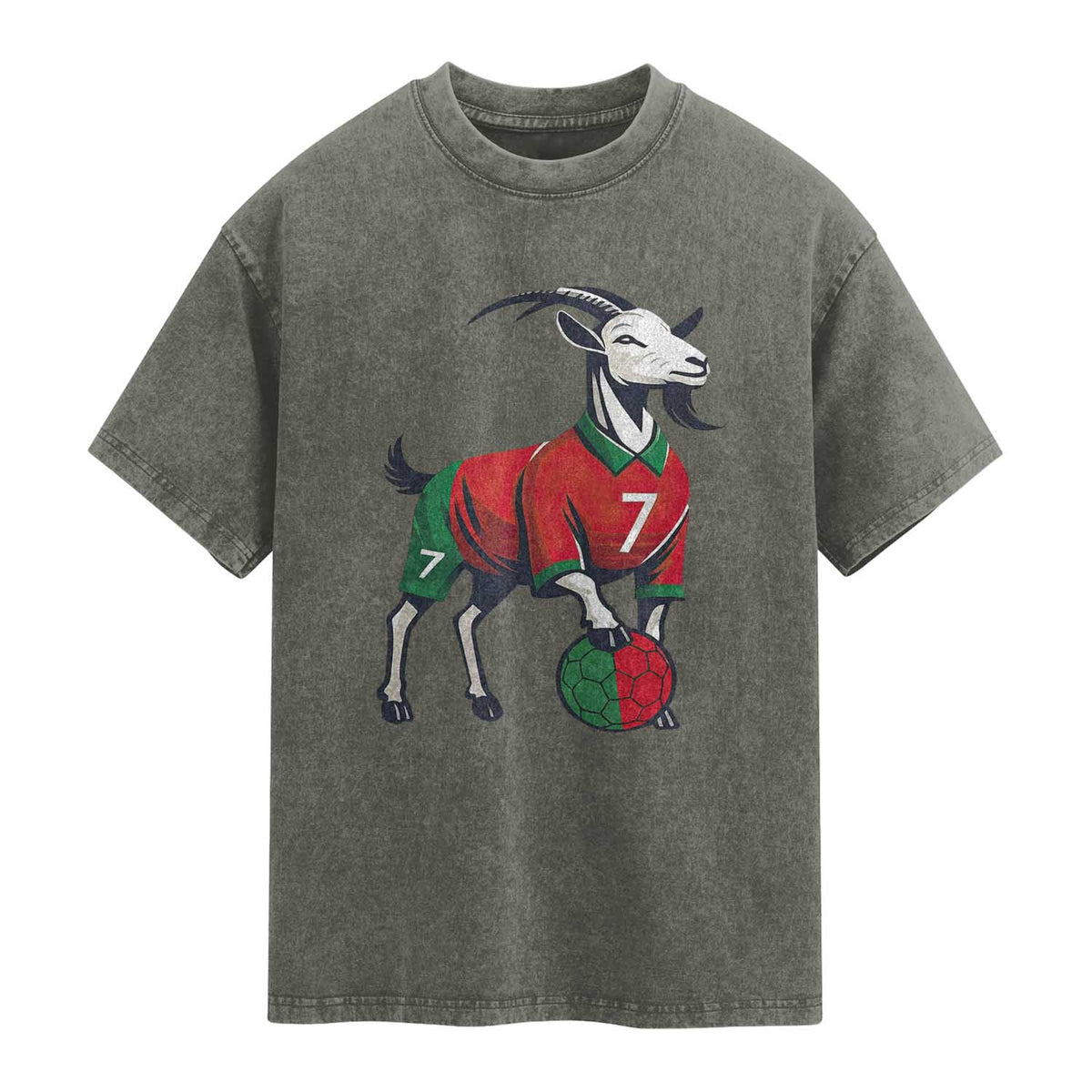 Number Seven Soccer GOAT Siuuuu Celebration Washed Cotton T-Shirt