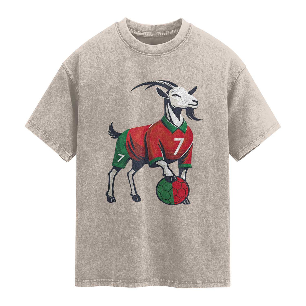 Number Seven Soccer GOAT Siuuuu Celebration Washed Cotton T-Shirt