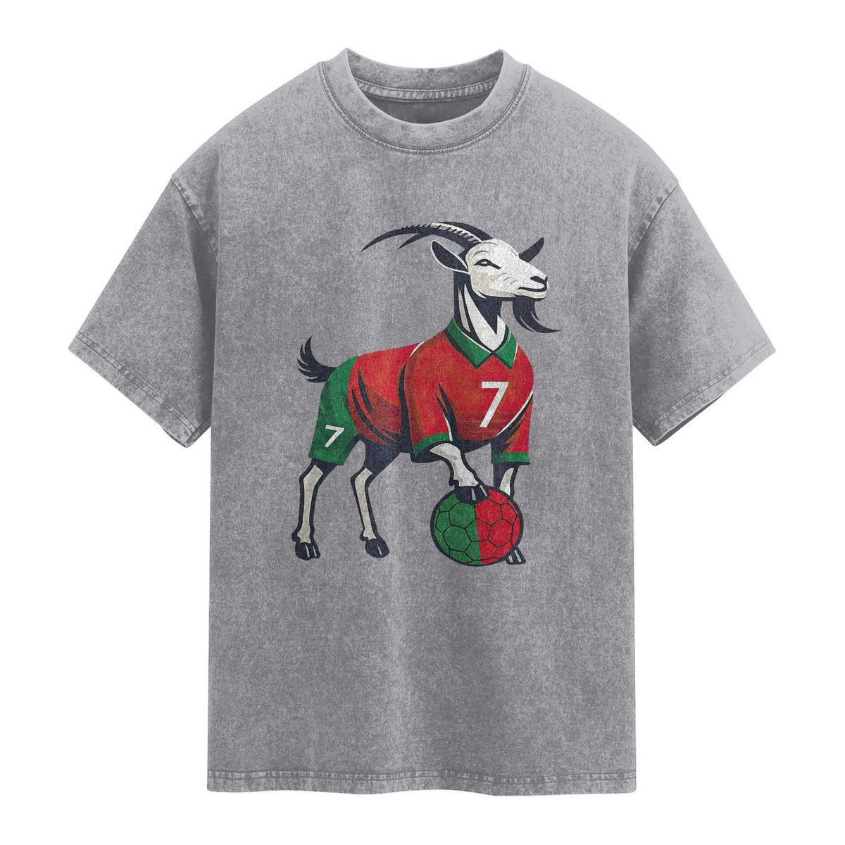 Number Seven Soccer GOAT Siuuuu Celebration Washed Cotton T-Shirt