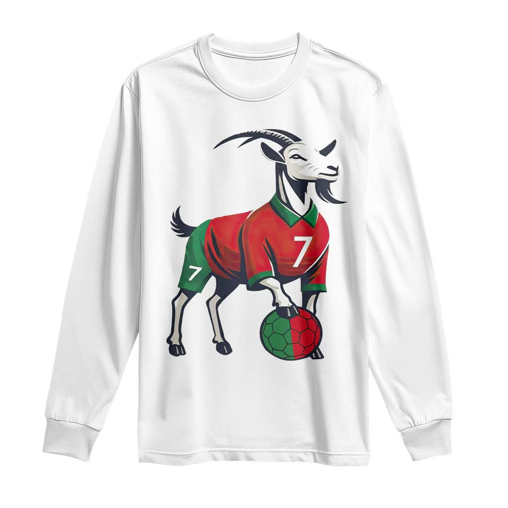 Number Seven Soccer GOAT Siuuuu Celebration Long Sleeve Shirt TS12 White Print Your Wear