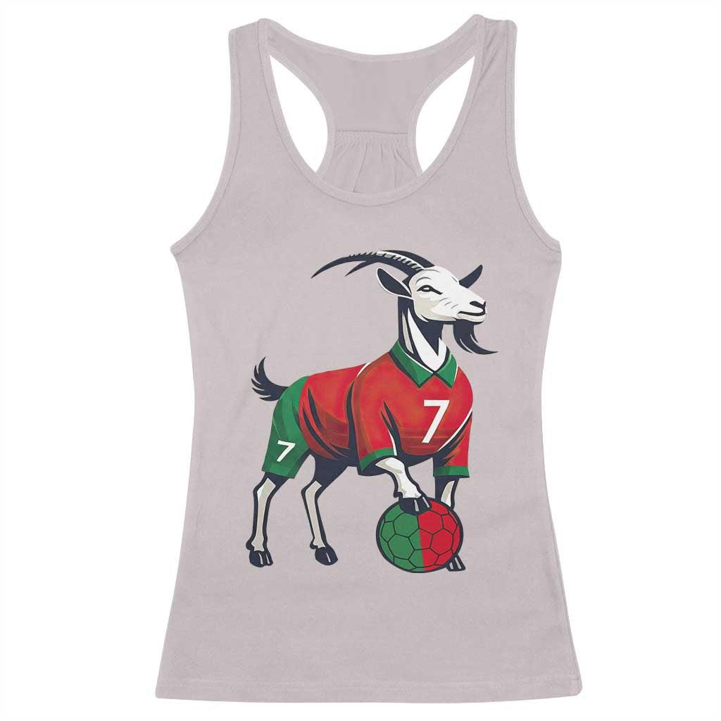 Number Seven Soccer GOAT Siuuuu Celebration Racerback Tank Top TS12 Ice Gray Print Your Wear